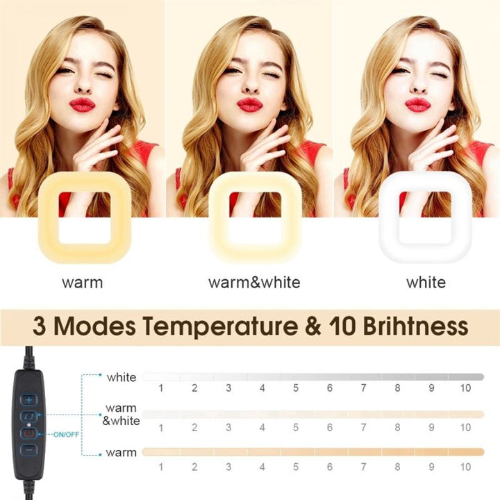 Selfie-ringlamp voor iPhone/Android | LED-verlichting voor smartphones - D21 - | Fashiongirl