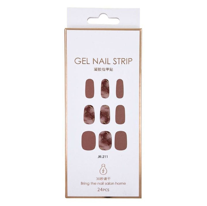Semi Cured Gel Nail Stickers / Self - adhesive nail polish - Golden Taupe (JK - 211) - | Fashiongirl