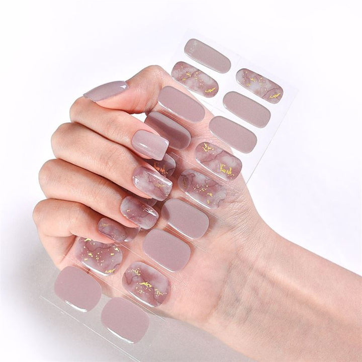 Semi Cured Gel Nail Stickers / Self - adhesive nail polish - Golden Taupe (JK - 211) - | Fashiongirl