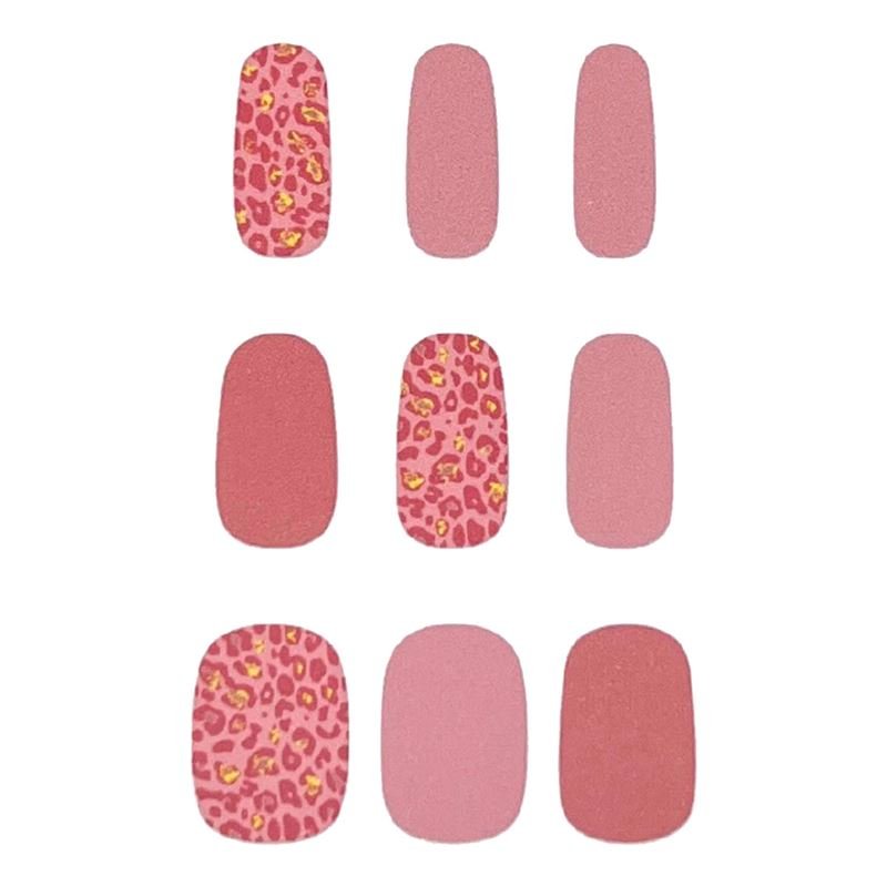 Semi Cured Gel Nail Stickers / Self - adhesive nail polish - Pink Leopard (JK - 224) - | Fashiongirl