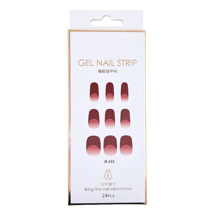 Semi Cured Gel Nail Stickers / Self - adhesive nail polish - Red French Ombre (JK - 333) - | Fashiongirl