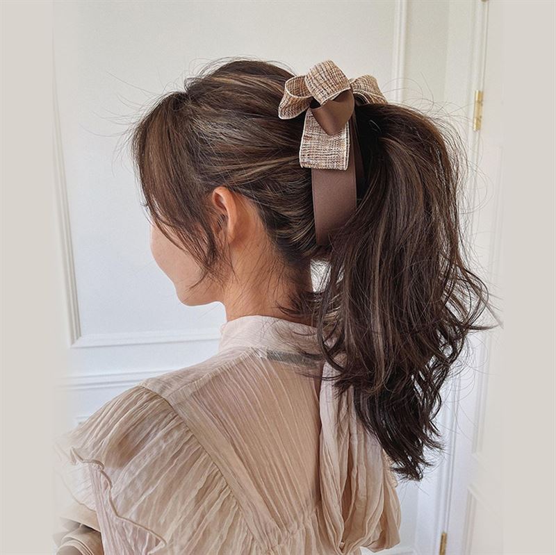 SOHO Aidan Bow Banana Hair Clip - Brown - Hair Accessories | Fashiongirl