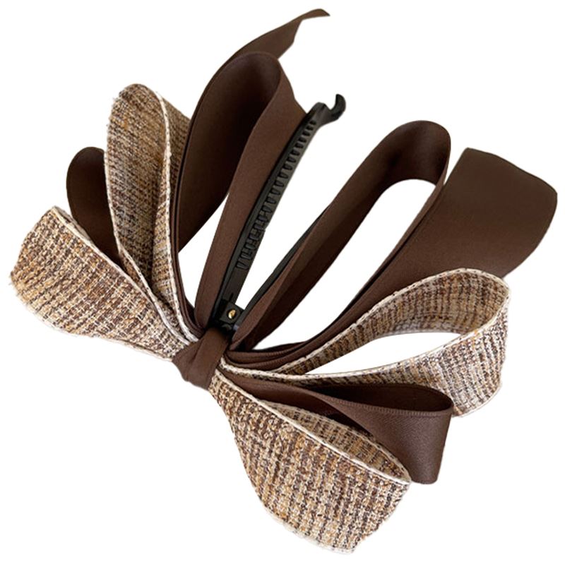 SOHO Aidan Bow Banana Hair Clip - Brown - Hair Accessories | Fashiongirl