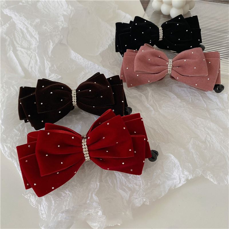 SOHO Cady Bow Banana Hair Clip - Red - Hair Accessories | Fashiongirl