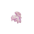 Een SOHO Hara Mini Hair Claw in Periwinkle wordt getoond naast een klein, glanzend roze en wit glazen konijntje, beide tegen een effen witte achtergrond.