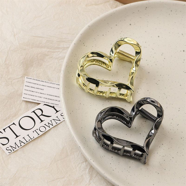 SOHO Heart Metal Hair Claw - Silver - Hair Accessories