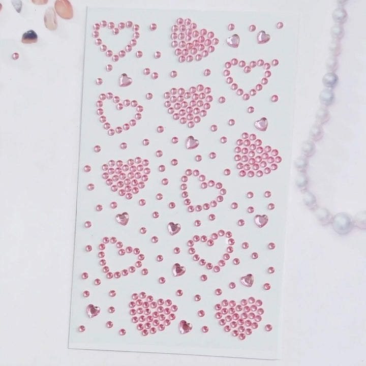 SOHO Hearts Zelfklevende gezichtsstrasssteentjes voor gezicht, make-up, nagels, lichaam, knutselen - Roze - | Fashiongirl