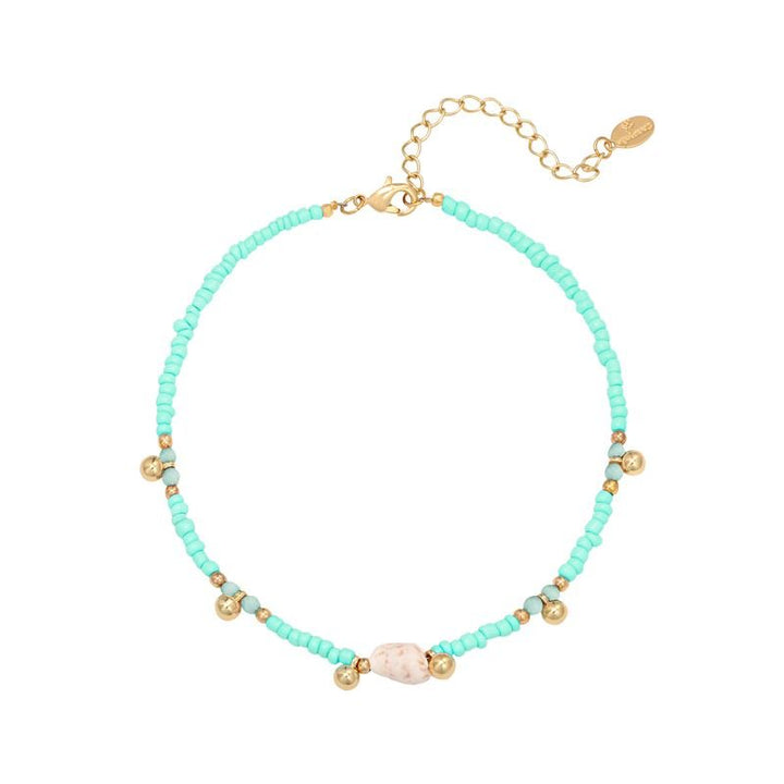 SOHO Ila Pearl enkelbandje - Turquoise - | Fashiongirl
