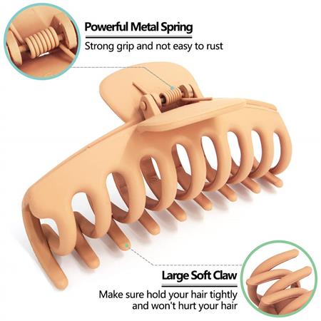 The SOHO Kana Hair Claw - Sepia by SOHO features wide, soft claws and a strong metal spring for a secure, gentle hold on all hair types without damage. Its beige tone adds style while keeping your hair in place.