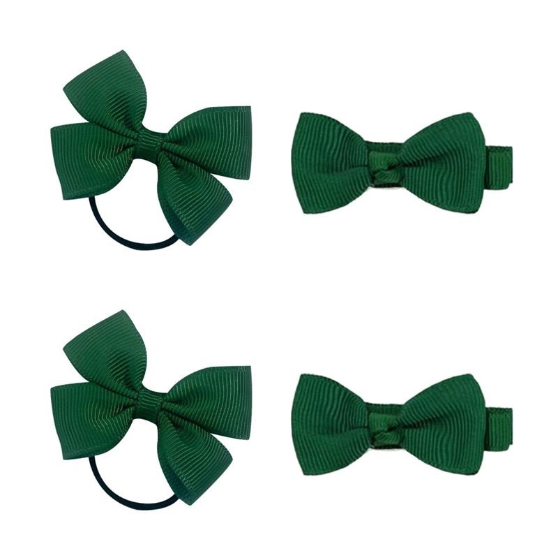 SOHO Kirby Bow Hair elastics and hair clips - Forest Green - Hair Accessories | Fashiongirl