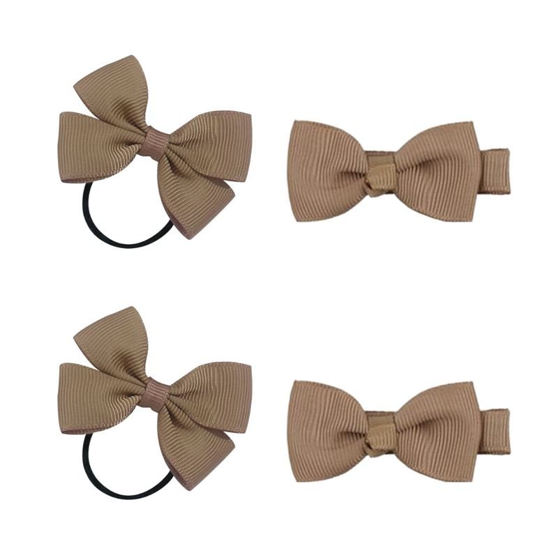 SOHO Kirby Bow Hair elastics and hair clips - Light Brown - Hair Accessories | Fashiongirl