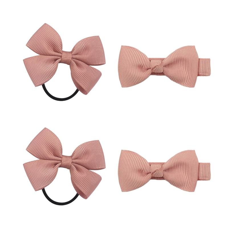 SOHO Kirby Bow Hair elastics and hair clips - Peach - Hair Accessories | Fashiongirl