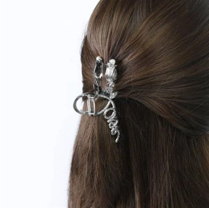 SOHO Love Metal Hair Claw - Silver - Hair Accessories