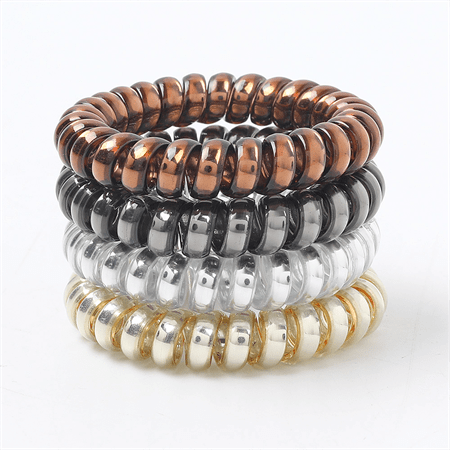 SOHO Metallic Spiral Hair elastics 3 stuks - Brons - Haaraccessoires | Fashiongirl