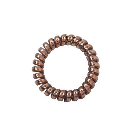 SOHO Metallic Spiral Hair elastics 3 pcs - Bronze - Hair Accessories | Fashiongirl