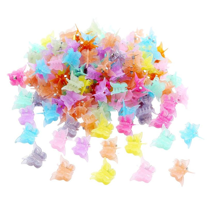 SOHO Mini Butterfly Hair Claws - 100 pcs Butterfly Hair Claws Multi Jelly Pastel Colour - Hair Accessories