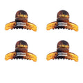 Vier SOHO Mini Tortoise Hair Claws van SOHO, elk met een metalen veer, zijn gerangschikt in een 2x2 raster op een witte achtergrond – ideaal voor het creëren van een natuurlijke look.