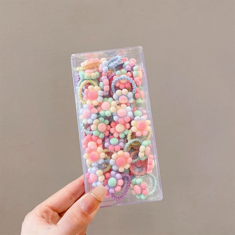 SOHO Nadia Mini Haarelastiekjes, 30 stuks - Zonnebloemen - Haaraccessoires | Fashiongirl