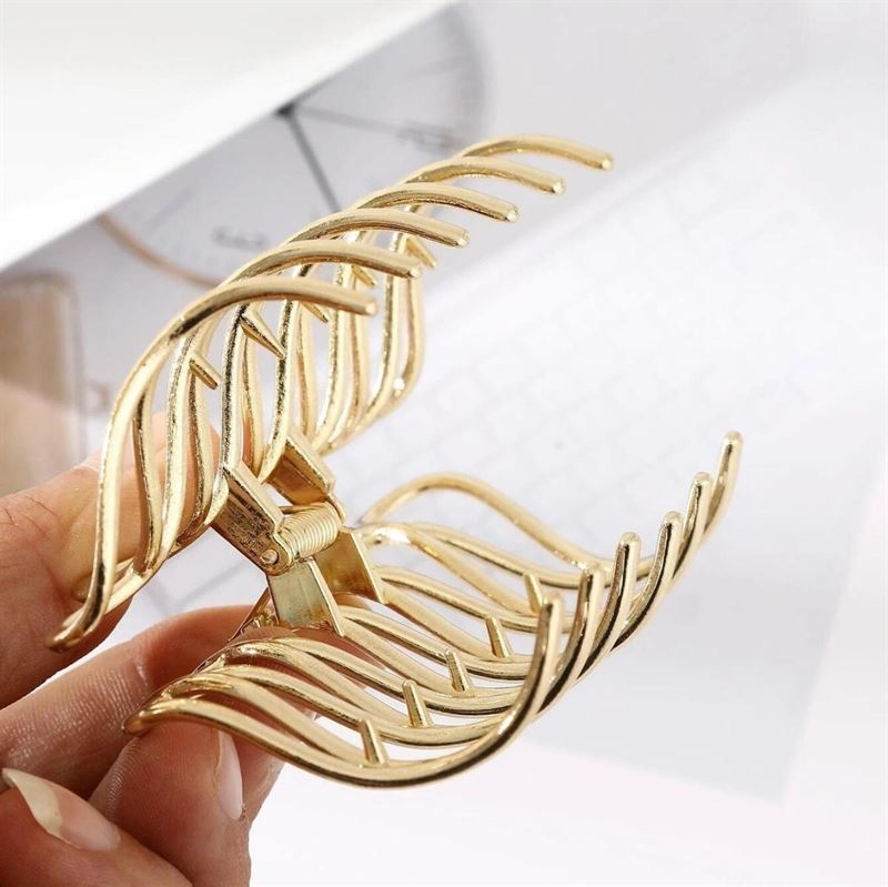 SOHO Olive Metal Hair Claw - Gold - Hair Accessories