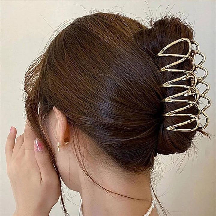SOHO Olive Metal Hair Claw - Gold - Hair Accessories
