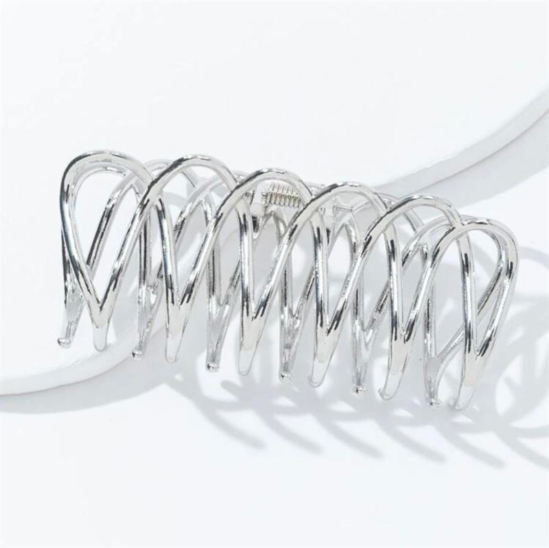 SOHO Olive Metal Hair Claw - Silver - Hair Accessories