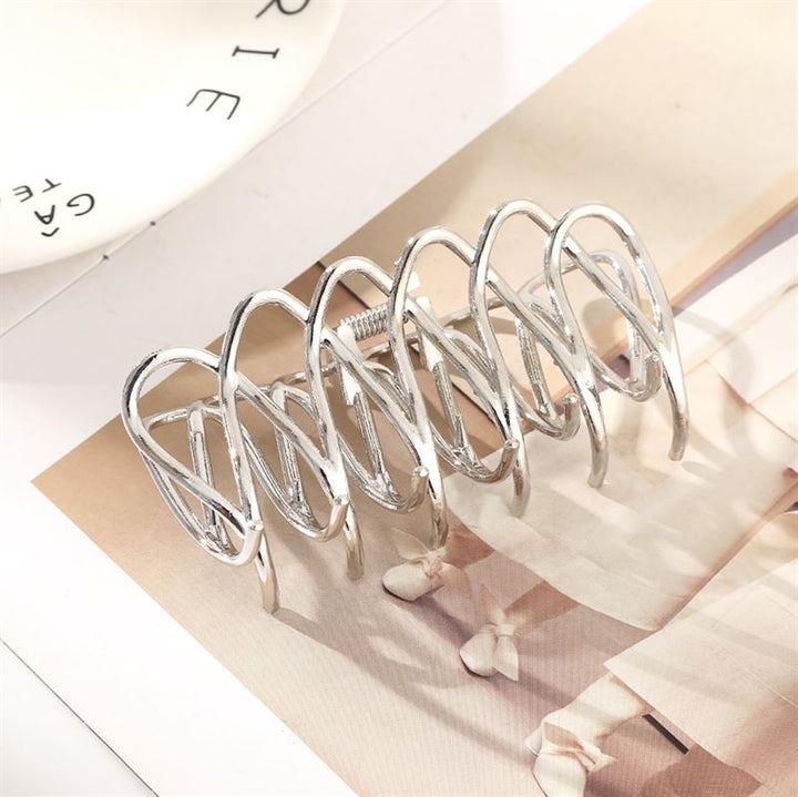 SOHO Olive Metal Hair Claw - Silver - Hair Accessories