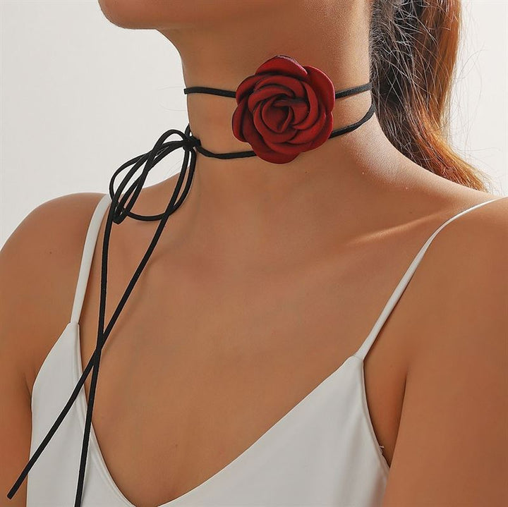 SOHO Rose Choker Necklace - Red - | Fashiongirl
