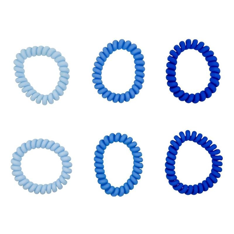 SOHO Thia Spiral Hair elastics, 6 pcs - Blue - Hair Accessories | Fashiongirl