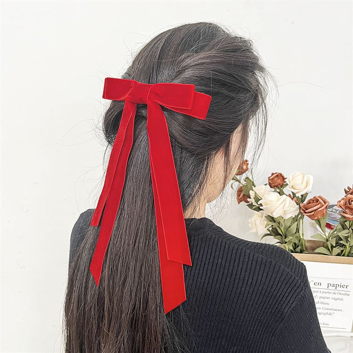 SOHO Vania Velvet Bow Hair Clip - Red - Hair Accessories | Fashiongirl