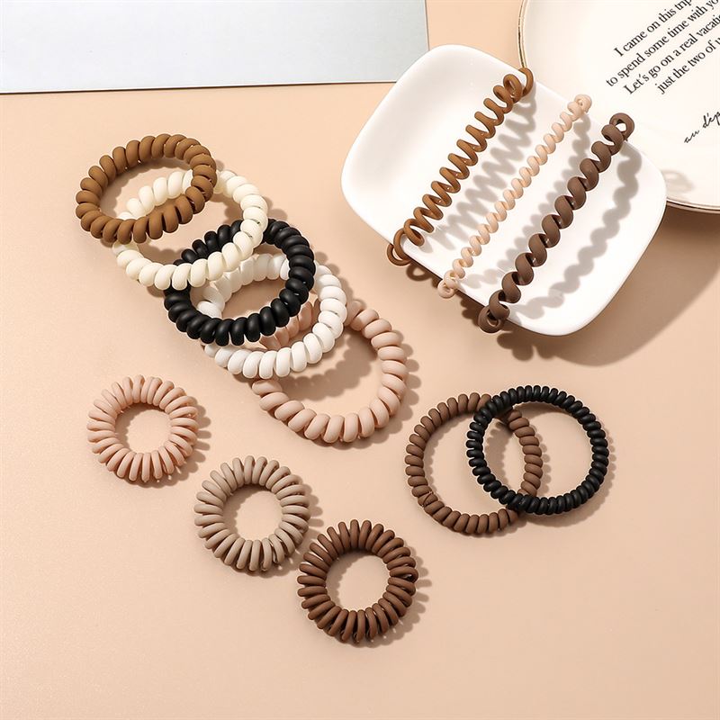 SOHO Wave Spiral Hair elastics - Brown - Hair Accessories | Fashiongirl