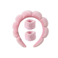 Spa-hoofdband en microvezel polsband - Roze - Haaraccessoires