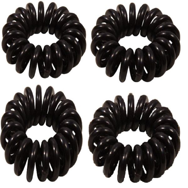 Spiraalvormige elastiekjes - Zwart 4 stuks - | Fashiongirl