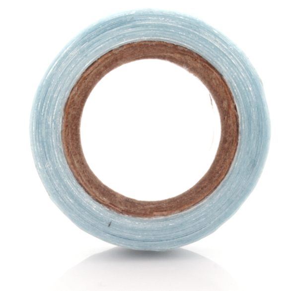 The Fashiongirl Strong Double Sided Tape for Hair Extension (1 roll, 2.7 metres) is shown front-facing, highlighting its circular shape and brown cardboard core—perfect for hair extensions—on a white background.