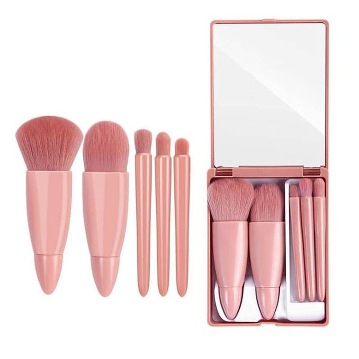 Technique PRO Travel Makeup Brush Set with 5 Brushes and Mirror - | Fashiongirl