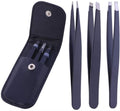 Pincet / Pincet 3-delige set met leren etui | voor het epileren van wenkbrauwen en ontharing - | Fashiongirl