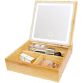 UNIQ 2-in-1 LED-spiegel sieradendoos/organizer - Mooie bamboedoos voor make-up en sieraden - | Fashiongirl