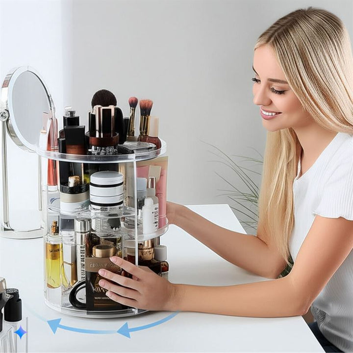 UNIQ 360 Rotating Makeup Organizer - Clear - Cosmetic Storage - Organiser