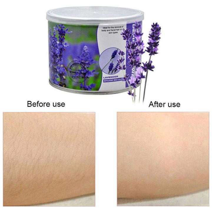 UNIQ Depilatory wax for hair removal, lavender - 400g tin - | Fashiongirl
