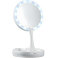 UNIQ Opvouwbare make-upspiegel met LED-verlichting en 10x vergroting (opvouwbare spiegel) - | Fashiongirl