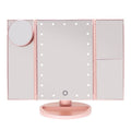 UNIQ Hollywood Make-upspiegel Drievoudige spiegel met LED-verlichting, RoseGold - | Fashiongirl