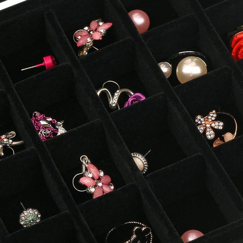 UNIQ Jewellery Box in Black Velour - Jewelry Box