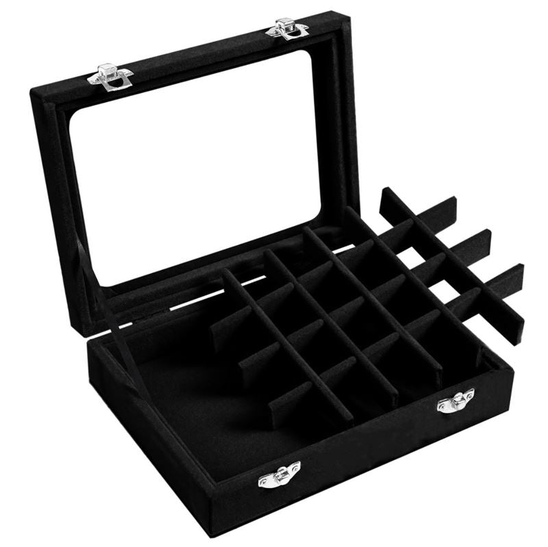 UNIQ Jewellery Box in Black Velour - Jewelry Box