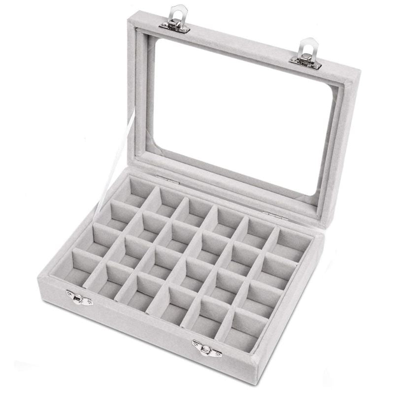 UNIQ Jewellery Box in Grey Velour - Jewelry Box