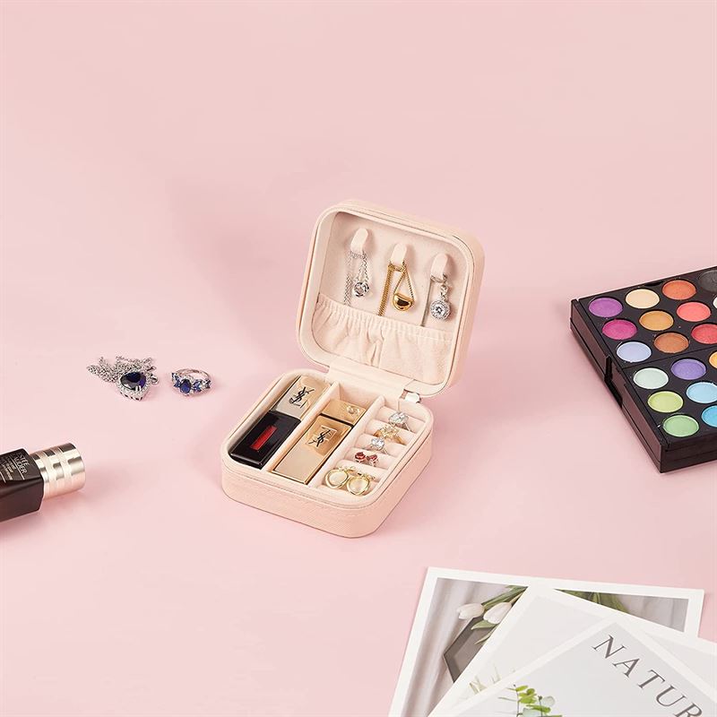 UNIQ Leatherette jewellery box for earrings - Pink Square - pink - Jewelry Box