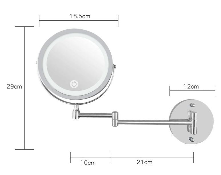 UNIQ LED wall - mounted LED cosmetic mirror with articulated arm 5x magnification - | Fashiongirl