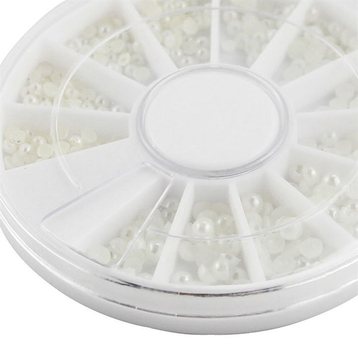 UNIQ Nail Art Gemstone Wheel - White Beads - | Fashiongirl