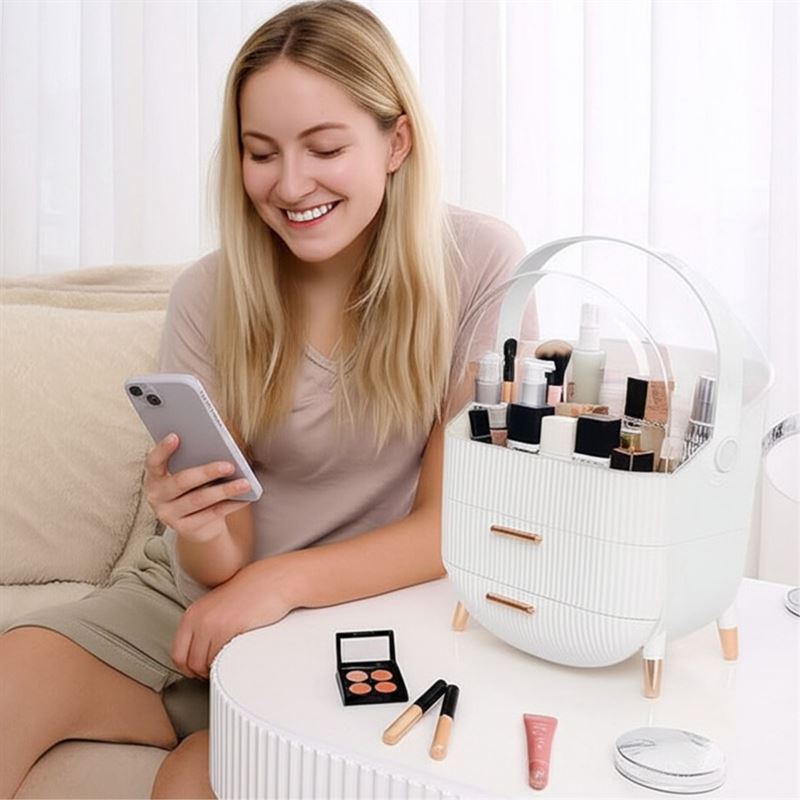 UNIQ Retro Makeup Box Organiser - White - Organiser