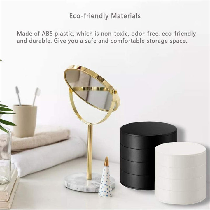 UNIQ Rotatable round jewellery box / organiser with 4 compartments - Black - Jewelry Box