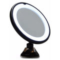 UNIQ ronde spiegel met led-verlichting en zuignap x10 vergrotende spiegel - zwart - | Fashiongirl
