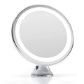 UNIQ ronde spiegel met ledverlichting en zuignap x10 vergrotende spiegel - wit - | Fashiongirl